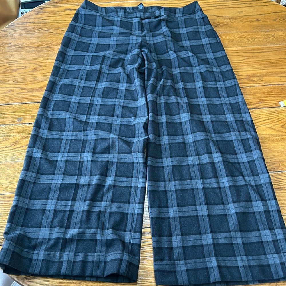 Lane Bryant Black and Gray Plaid Wide Leg Pants